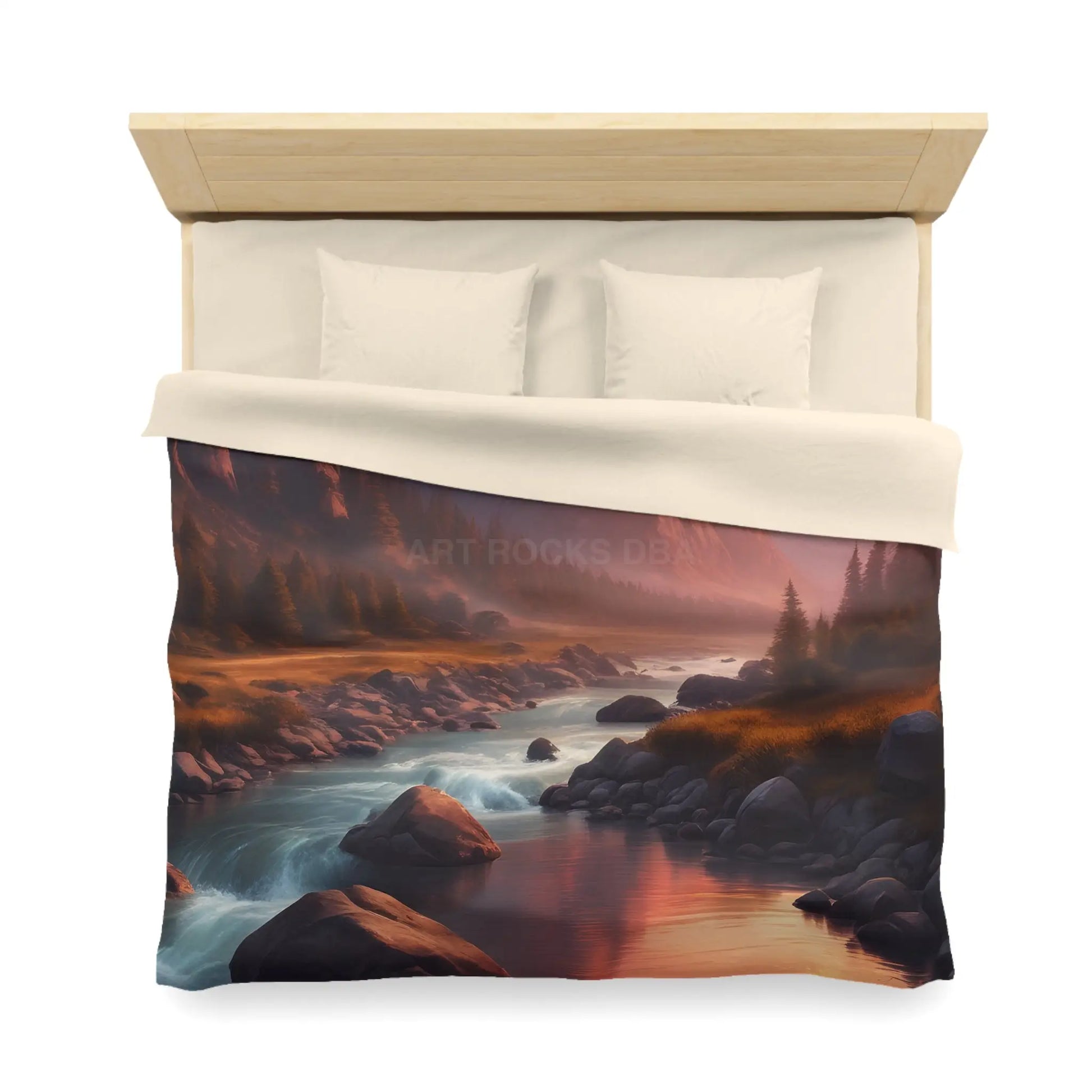 Mountain River Microfiber Duvet Cover | Cozy Bedroom Decor Nature Inspired Bedding Gift for Nature Lovers Home