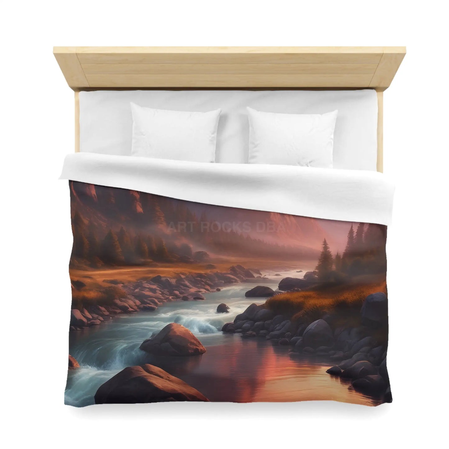 Mountain River Microfiber Duvet Cover | Cozy Bedroom Decor Nature Inspired Bedding Gift for Nature Lovers Home
