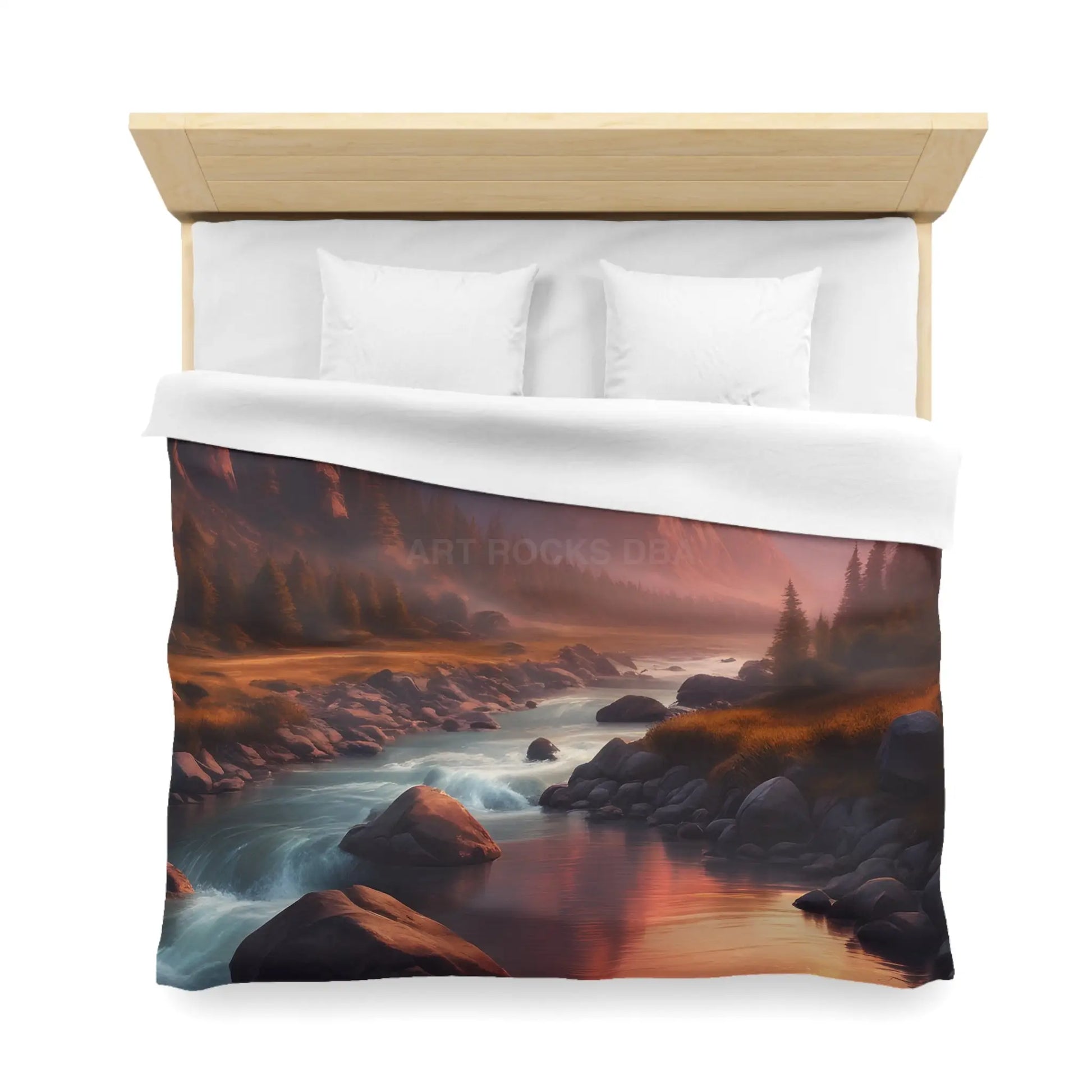 Mountain River Microfiber Duvet Cover | Cozy Bedroom Decor Nature Inspired Bedding Gift for Nature Lovers Home