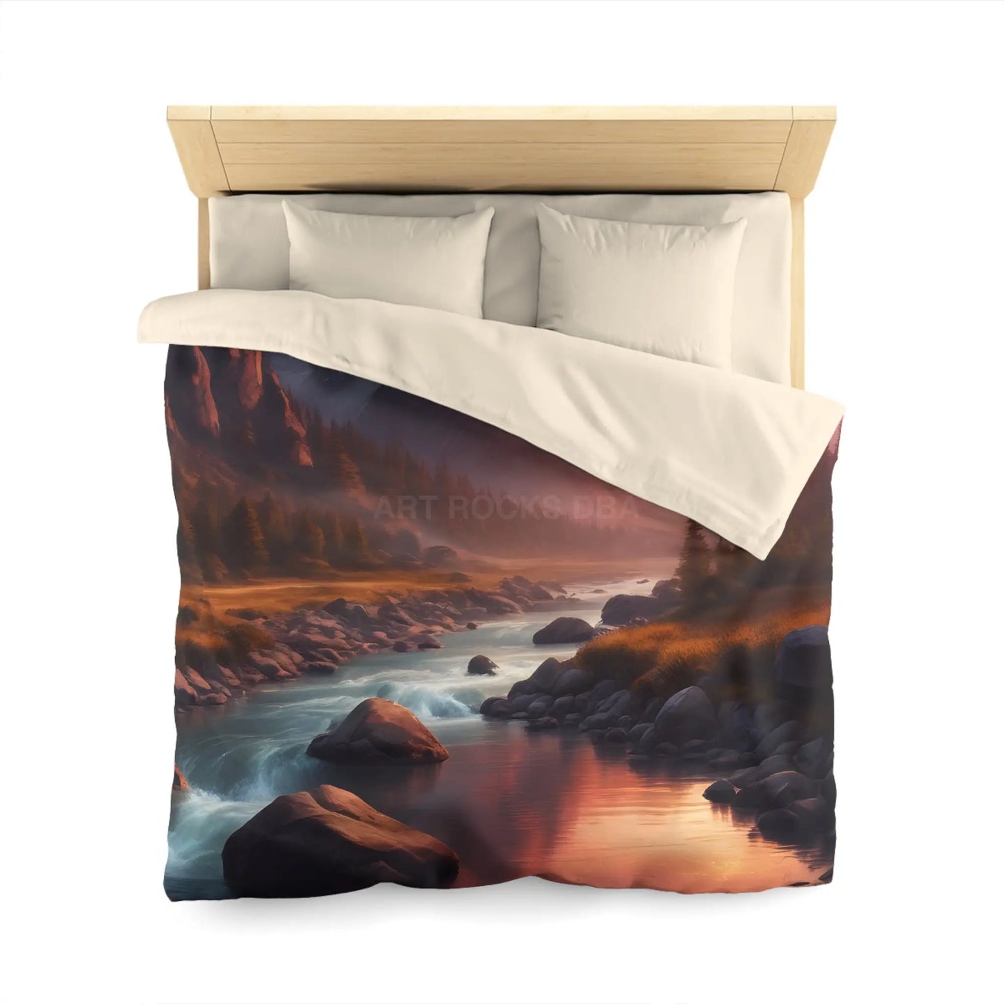 Mountain River Microfiber Duvet Cover | Cozy Bedroom Decor Nature Inspired Bedding Gift for Nature Lovers Home
