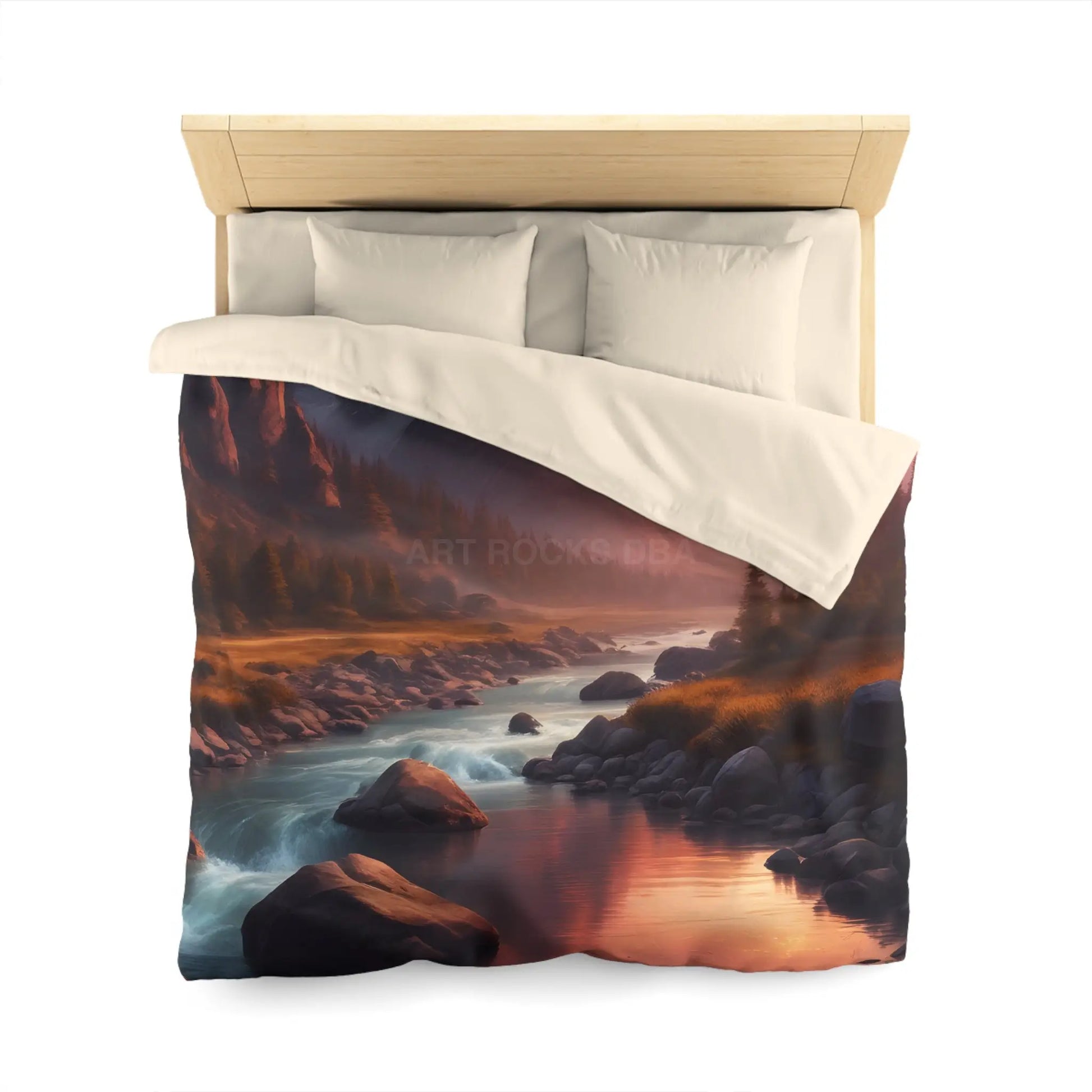 Mountain River Microfiber Duvet Cover | Cozy Bedroom Decor Nature Inspired Bedding Gift for Nature Lovers Home