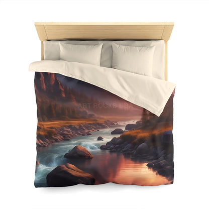 Mountain River Microfiber Duvet Cover | Cozy Bedroom Decor Nature Inspired Bedding Gift for Nature Lovers Home