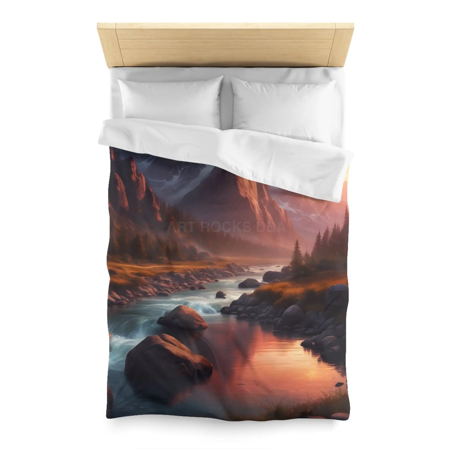 Mountain River Microfiber Duvet Cover | Cozy Bedroom Decor Nature Inspired Bedding Gift for Nature Lovers Home