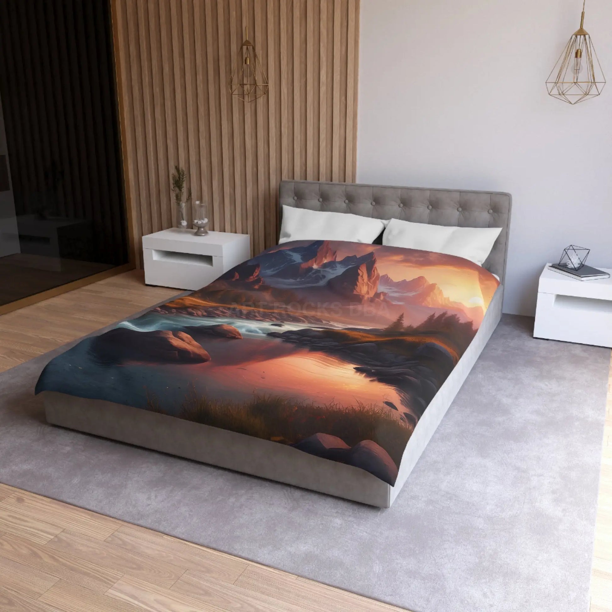 Mountain River Microfiber Duvet Cover | Cozy Bedroom Decor Nature Inspired Bedding Gift for Nature Lovers Home