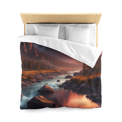 Mountain River Microfiber Duvet Cover | Cozy Bedroom Decor Nature Inspired Bedding Gift for Nature Lovers Home