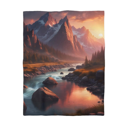 Mountain River Microfiber Duvet Cover | Cozy Bedroom Decor Nature Inspired Bedding Gift for Nature Lovers Home