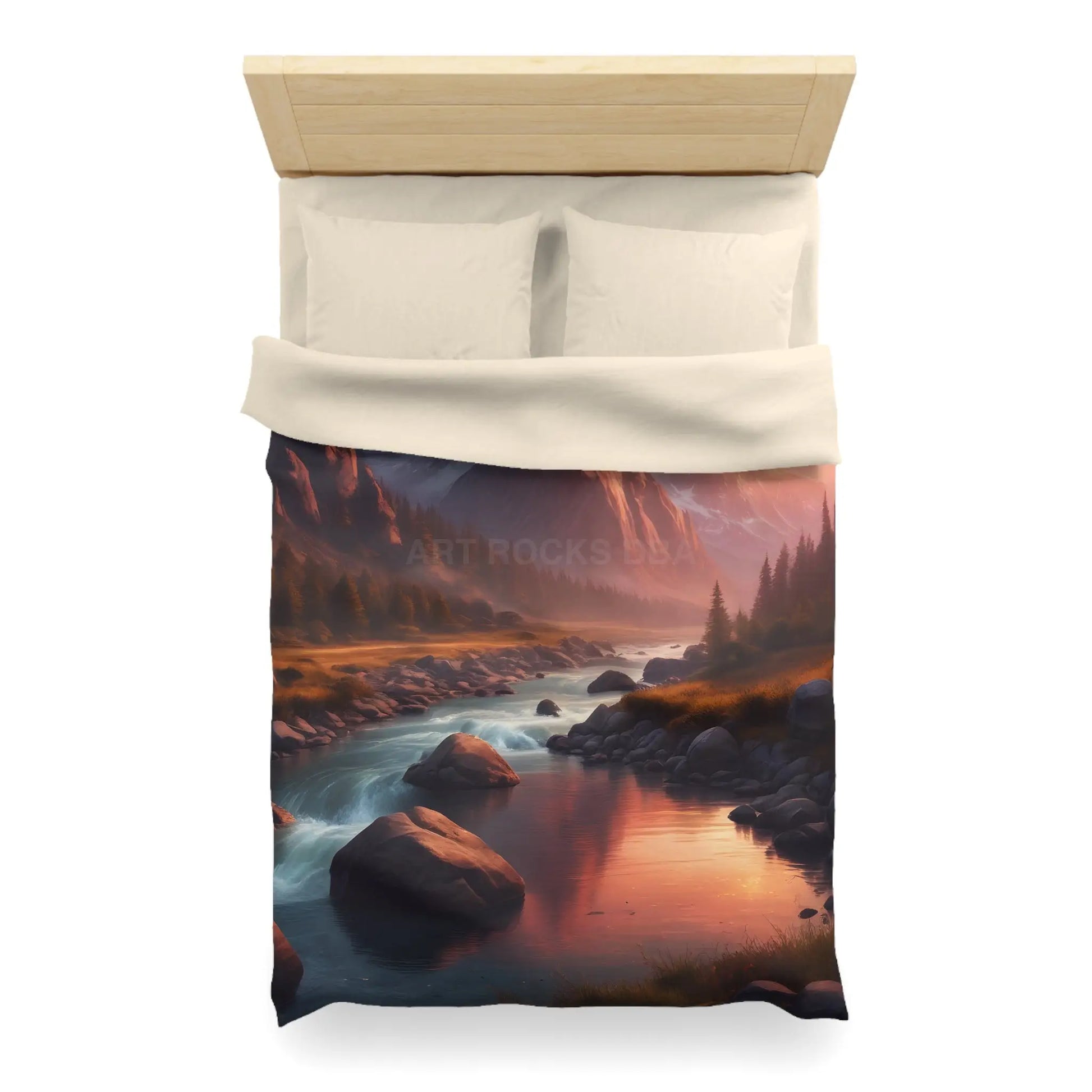 Mountain River Microfiber Duvet Cover | Cozy Bedroom Decor Nature Inspired Bedding Gift for Nature Lovers Home