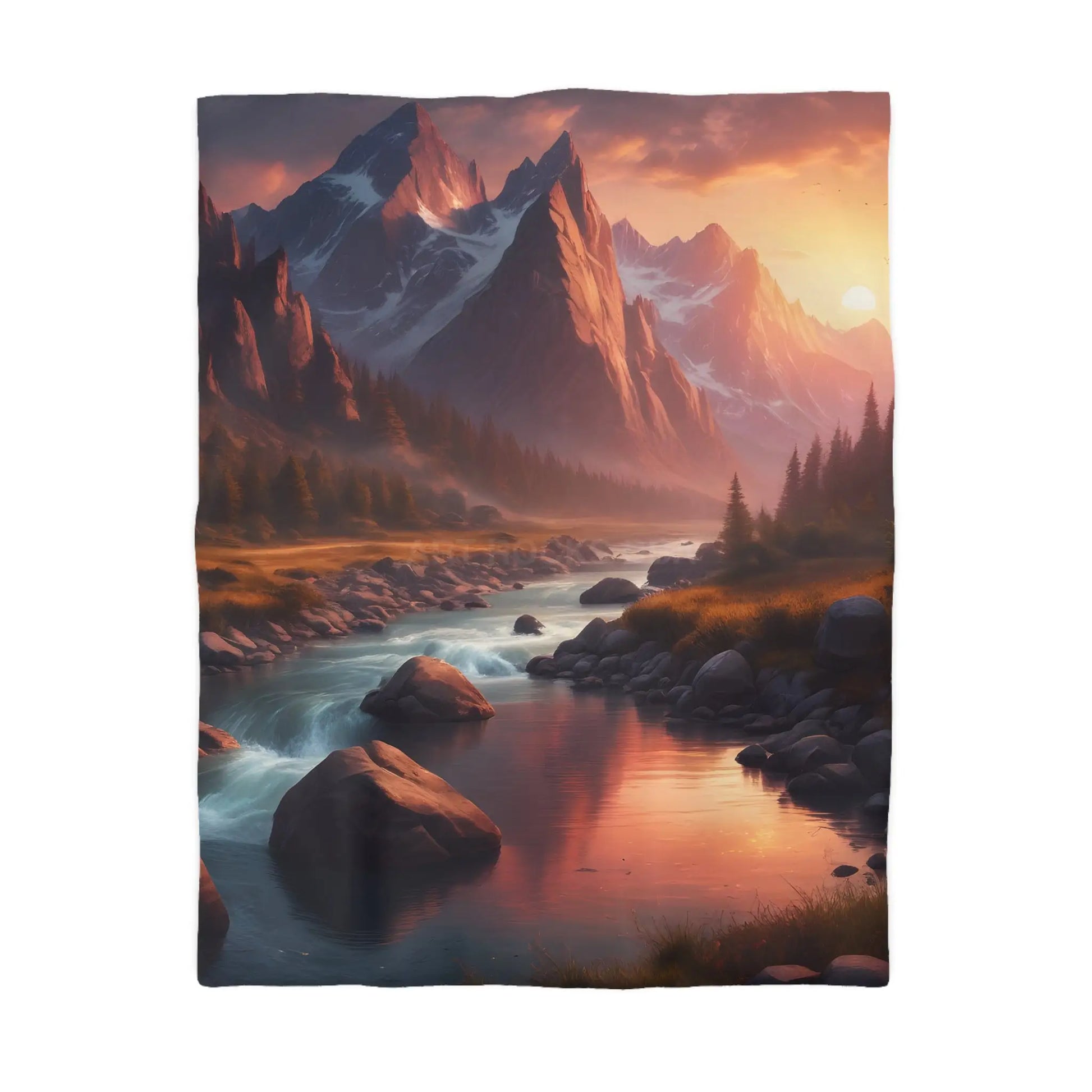 Mountain River Microfiber Duvet Cover | Cozy Bedroom Decor Nature Inspired Bedding Gift for Nature Lovers Home