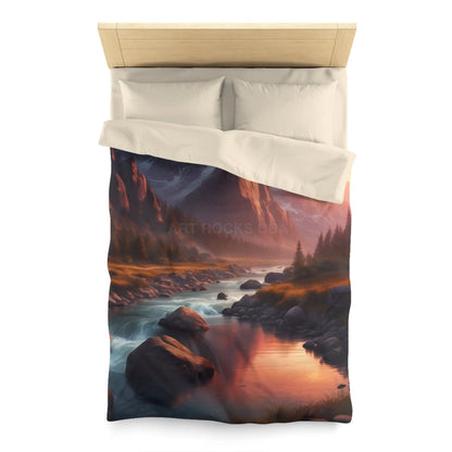 Mountain River Microfiber Duvet Cover | Cozy Bedroom Decor Nature Inspired Bedding Gift for Nature Lovers Home
