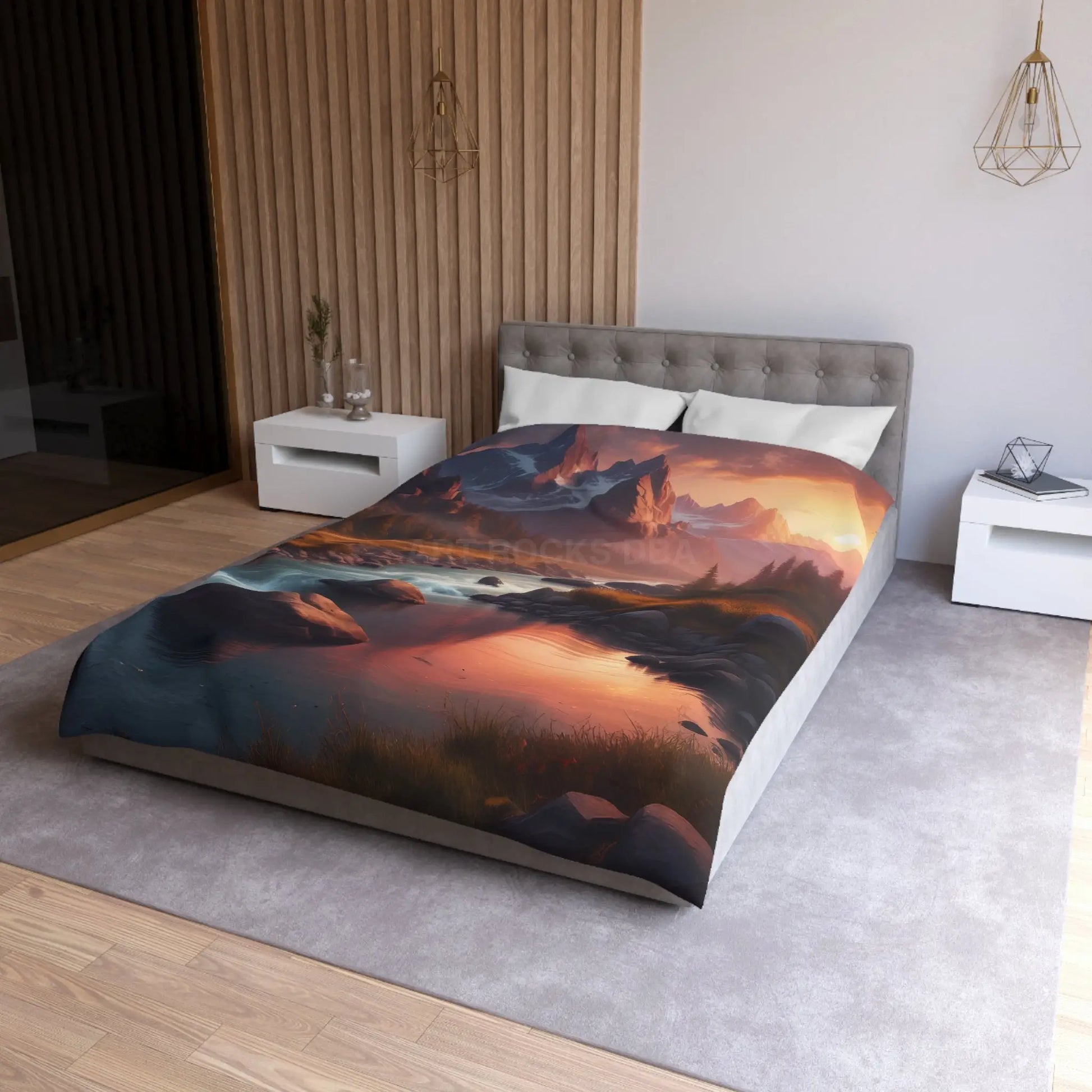 Mountain River Microfiber Duvet Cover | Cozy Bedroom Decor Nature Inspired Bedding Gift for Nature Lovers Home