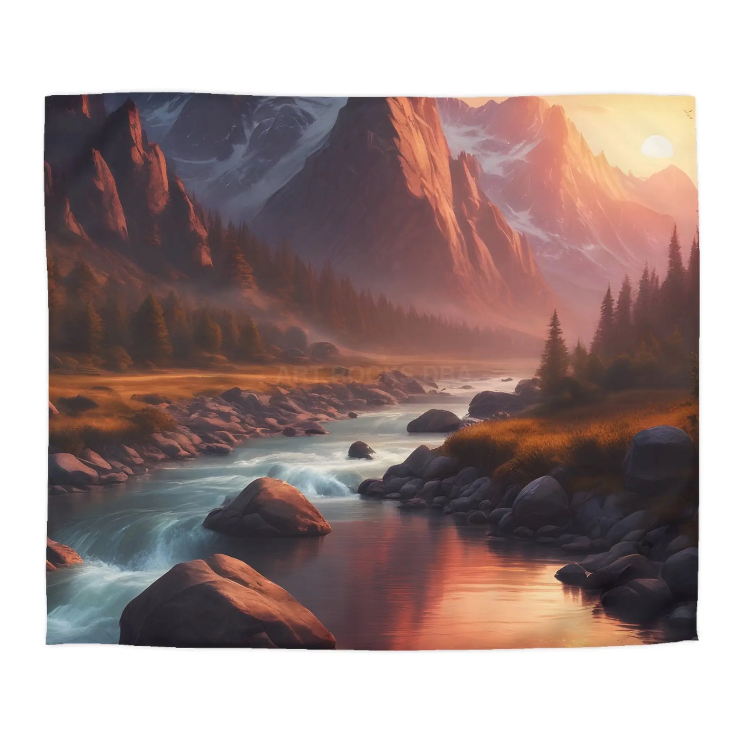 Mountain River Microfiber Duvet Cover | Cozy Bedroom Decor Nature Inspired Bedding Gift for Nature Lovers Home