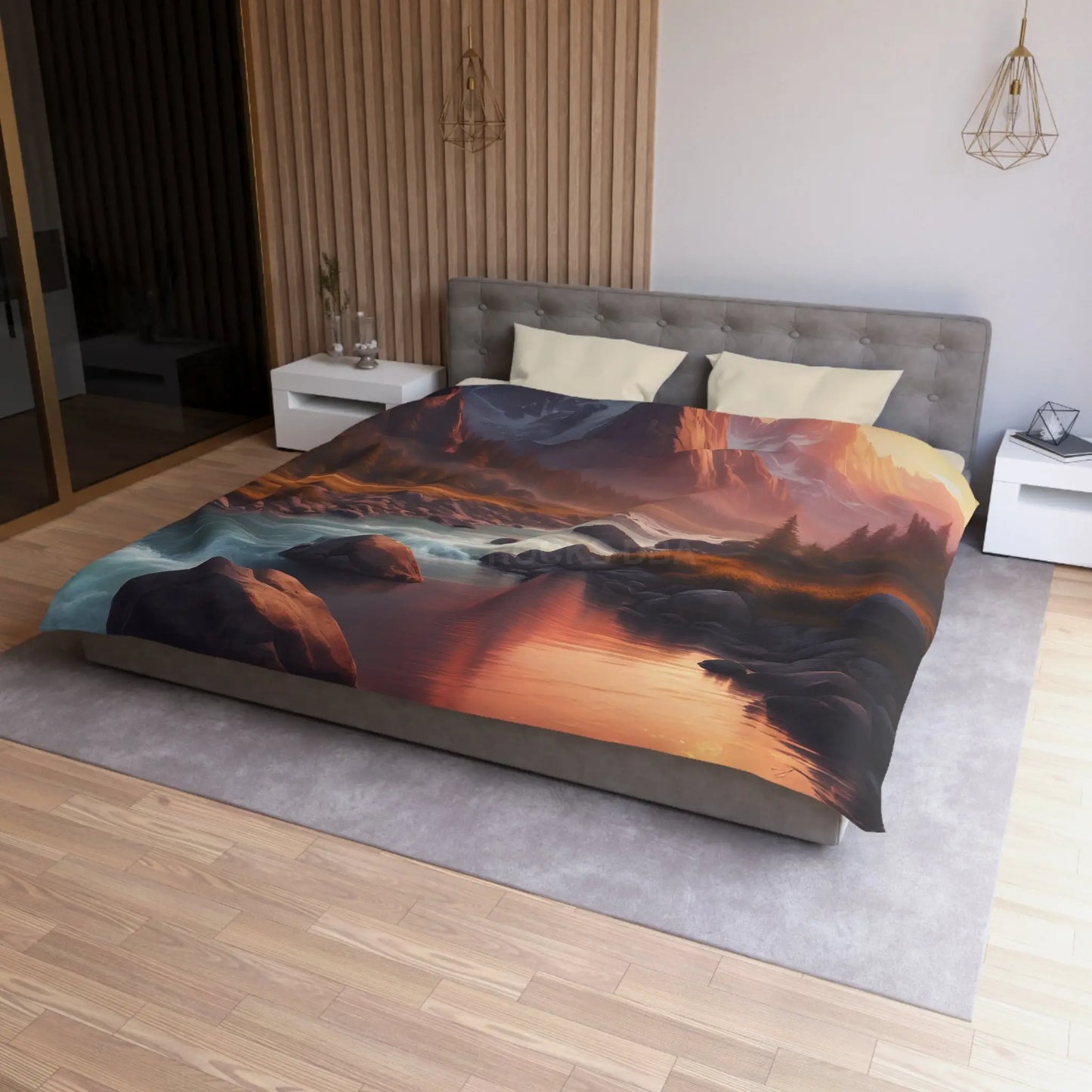 Mountain River Microfiber Duvet Cover | Cozy Bedroom Decor Nature Inspired Bedding Gift for Nature Lovers Home