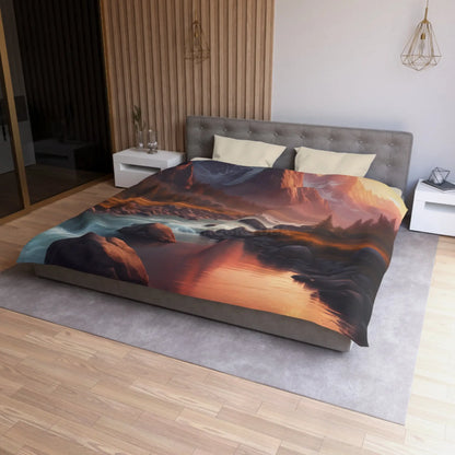 Mountain River Microfiber Duvet Cover | Cozy Bedroom Decor Nature Inspired Bedding Gift for Nature Lovers Home