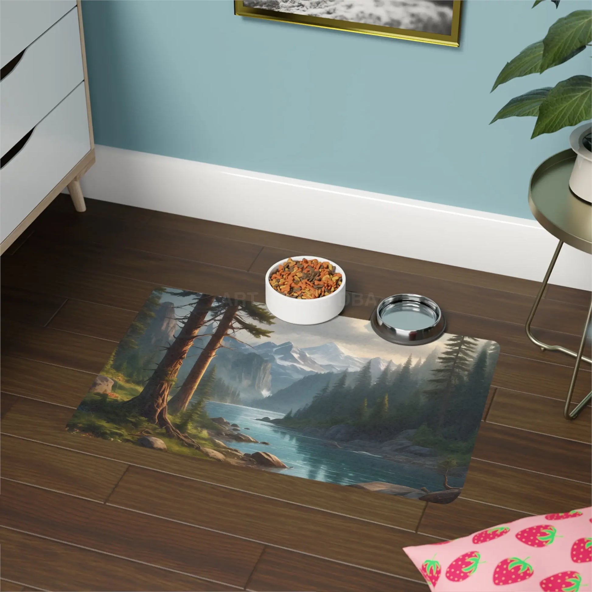 Mountain River Pet Food Mat (12x18) — Nature-Inspired Waterproof Dog & Cat Feeding Mat - 12’’ × 18’’ / Rectangle - Pets