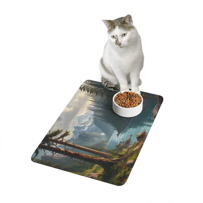 Mountain River Pet Food Mat (12x18) — Nature-Inspired Waterproof Dog & Cat Feeding Mat - 12’’ × 18’’ / Rectangle - Pets