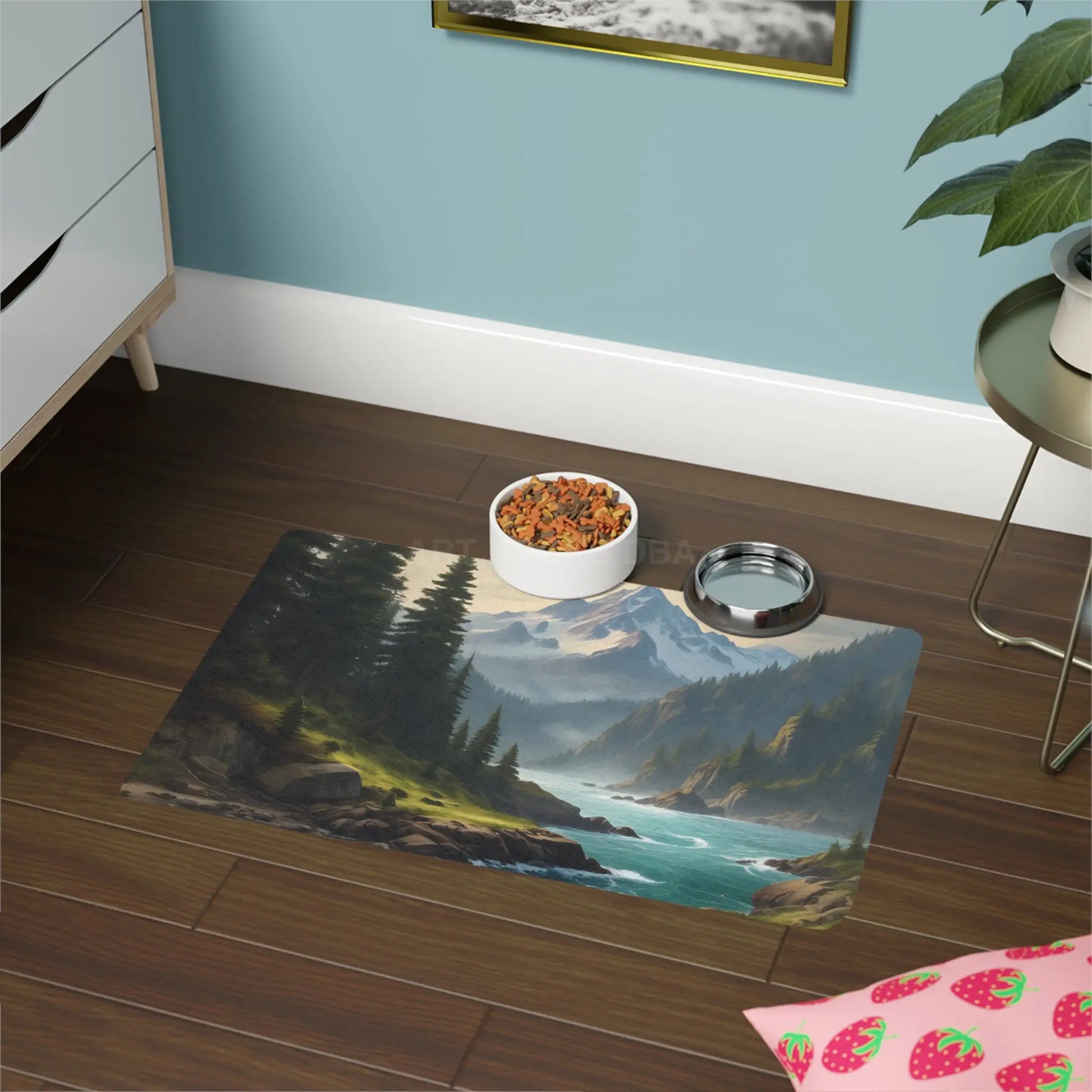 Mountain River Pet Food Mat (12x18) — Scenic Outdoor Dog & Cat Feeding Mat - 12’’ × 18’’ / Rectangle - Pets