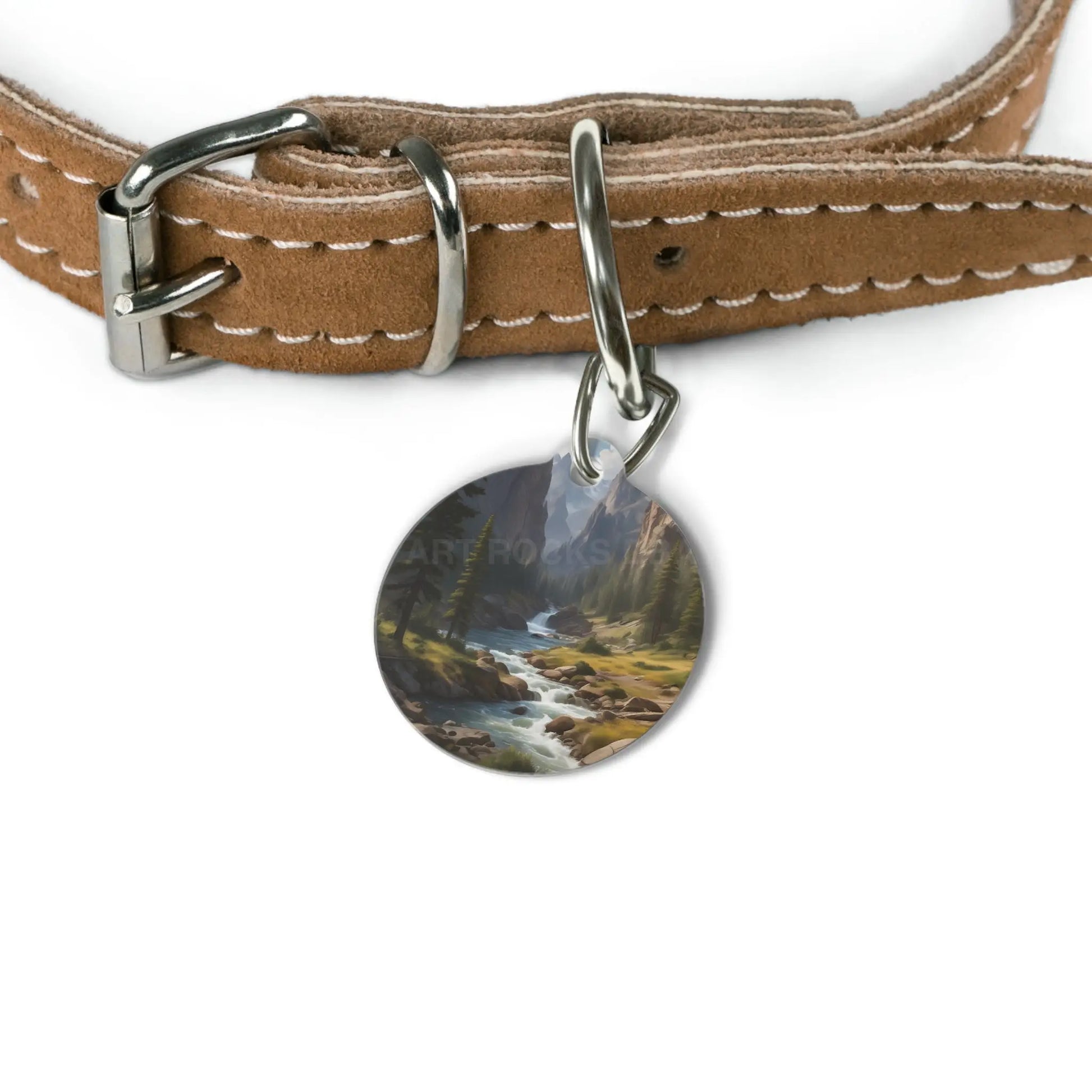Mountain River Pet Tag — Scenic Nature Dog ID Charm - 1’’ - Pets