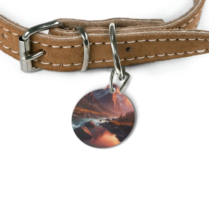 Mountain River Pet Tag — Scenic Sunset Landscape Dog & Cat ID Charm - 1’’ - Pets