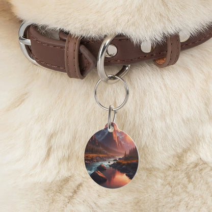 Mountain River Pet Tag — Scenic Sunset Landscape Dog & Cat ID Charm - 1’’ - Pets
