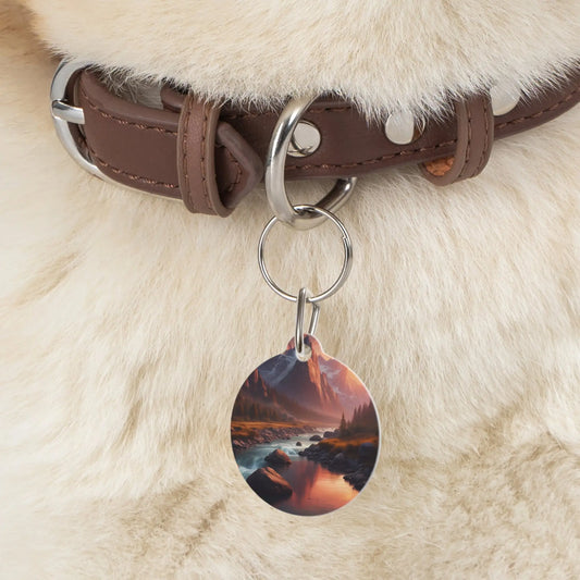 Mountain River Pet Tag — Scenic Sunset Landscape Dog & Cat ID Charm - 1’’ - Pets