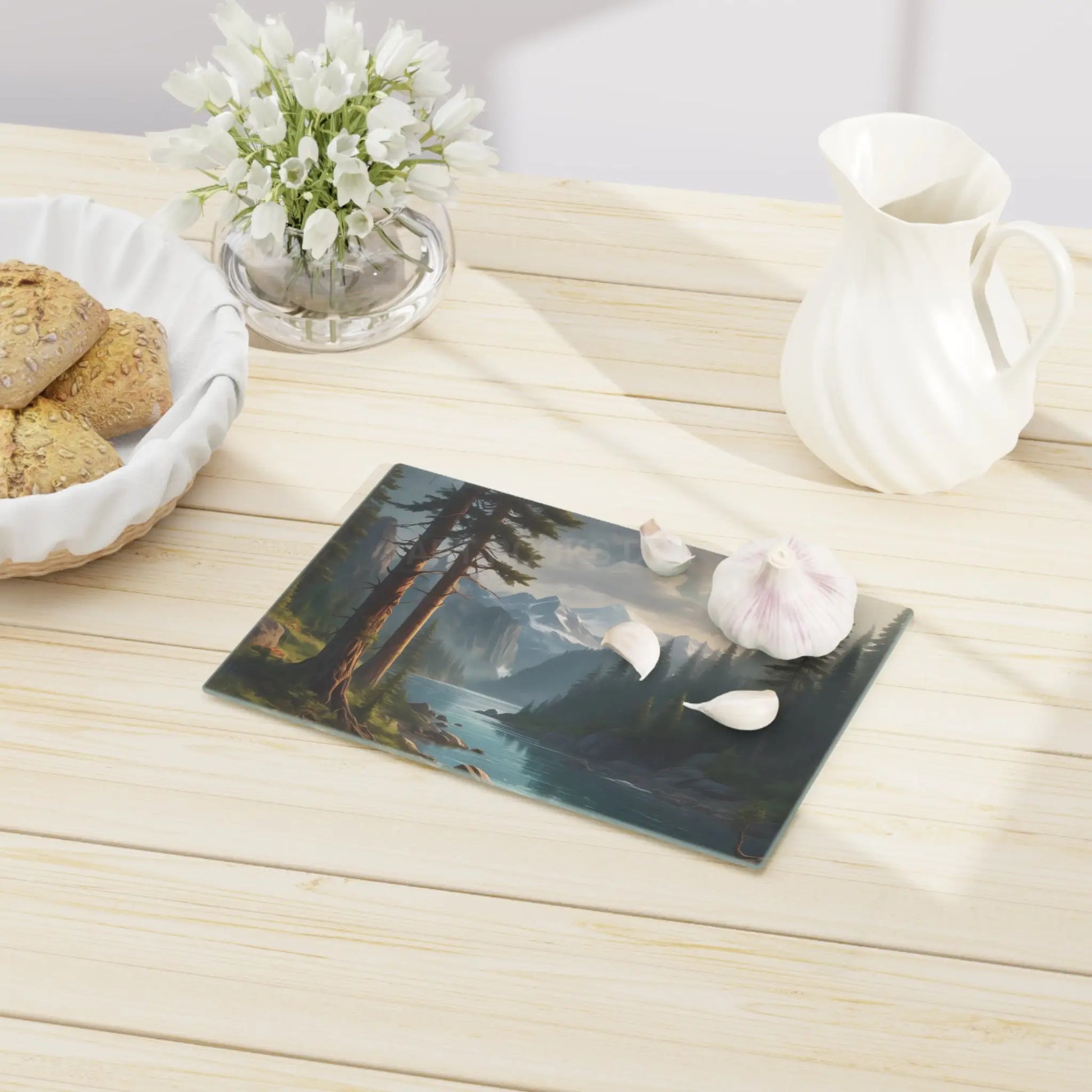 Mountain River Scenic Cutting Board — Nature Landscape Kitchen Board - Home Decor