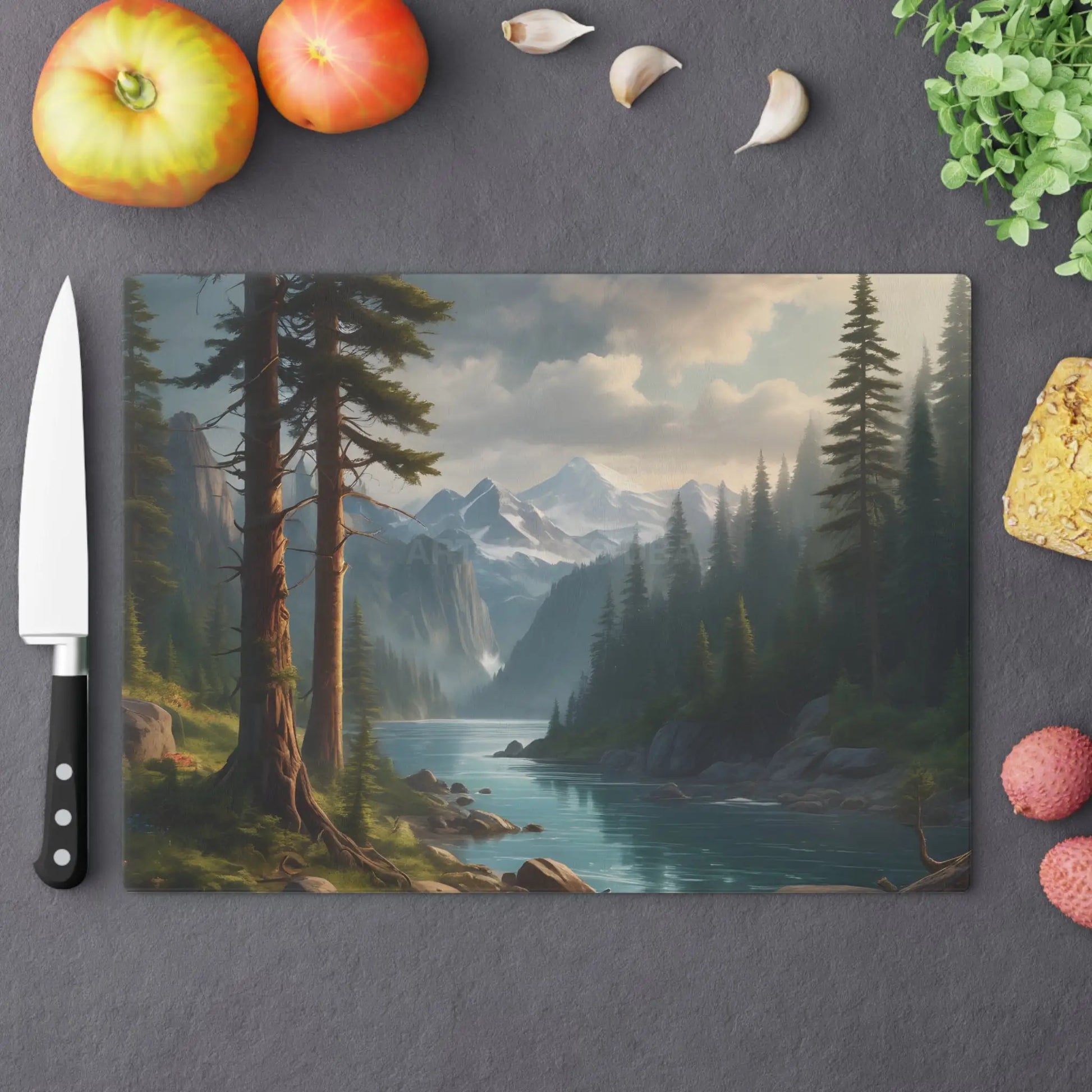 Mountain River Scenic Cutting Board — Nature Landscape Kitchen Board - Large - Home Decor