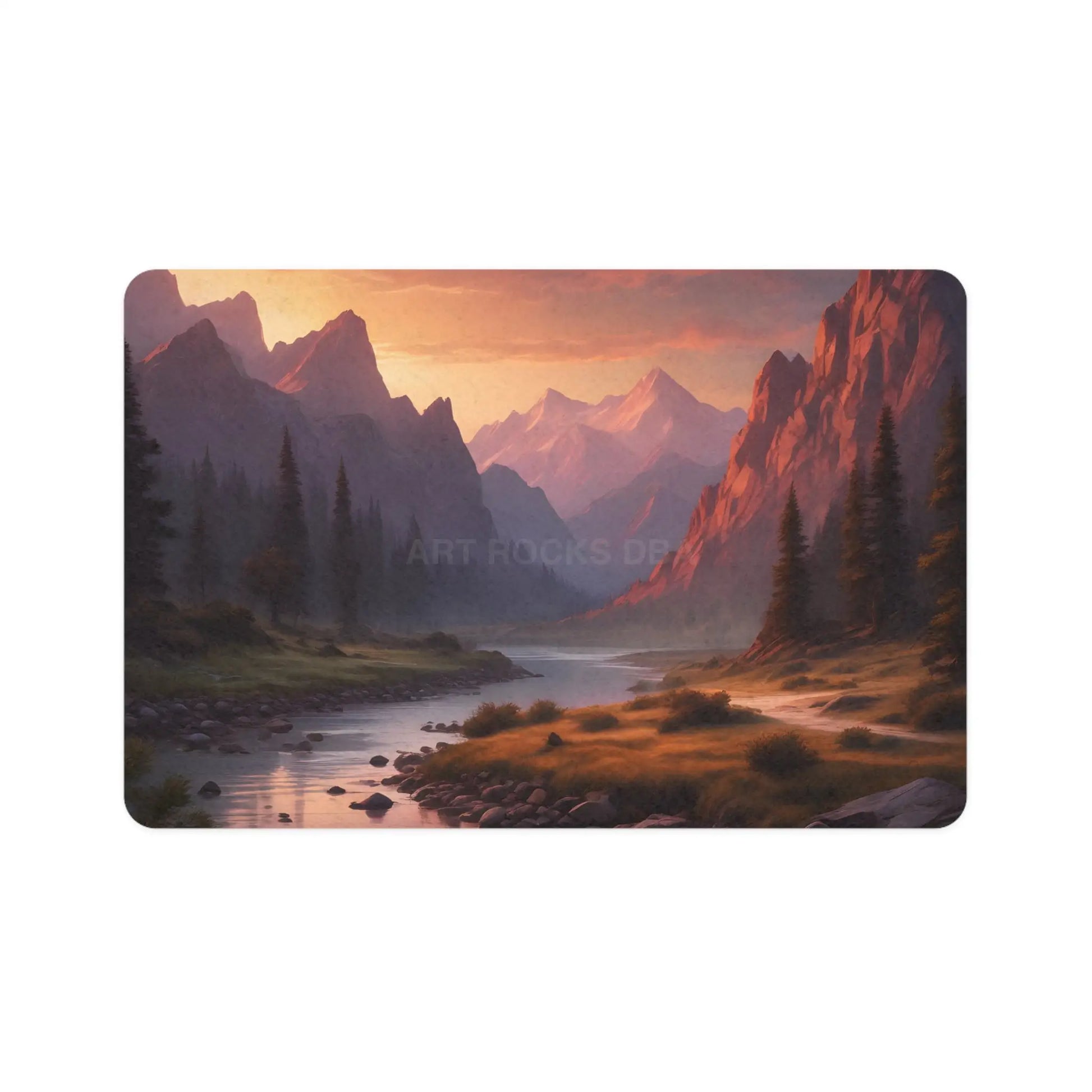 Mountain River Sunset Pet Food Mat (12x18) - 12’’ × 18’’ / Rectangle - Pets