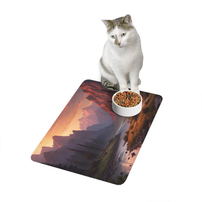 Mountain River Sunset Pet Food Mat (12x18) - 12’’ × 18’’ / Rectangle - Pets