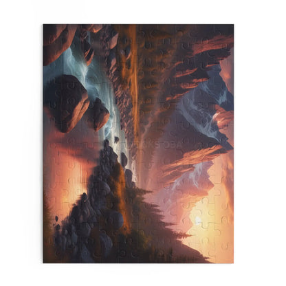Mountain River Sunset Puzzle — Scenic Landscape Jigsaw (120/252/500 pcs) - Puzzle