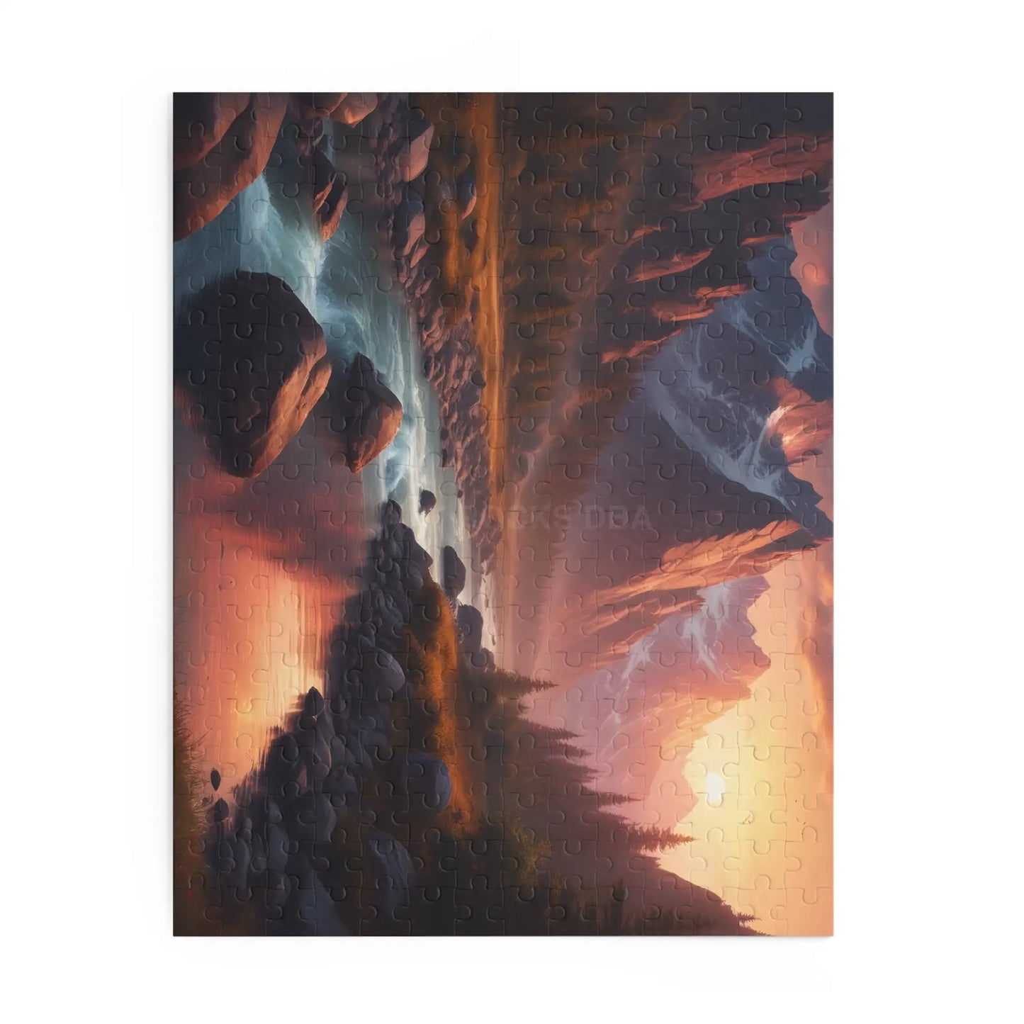 Mountain River Sunset Puzzle — Scenic Landscape Jigsaw (120/252/500 pcs) - Puzzle