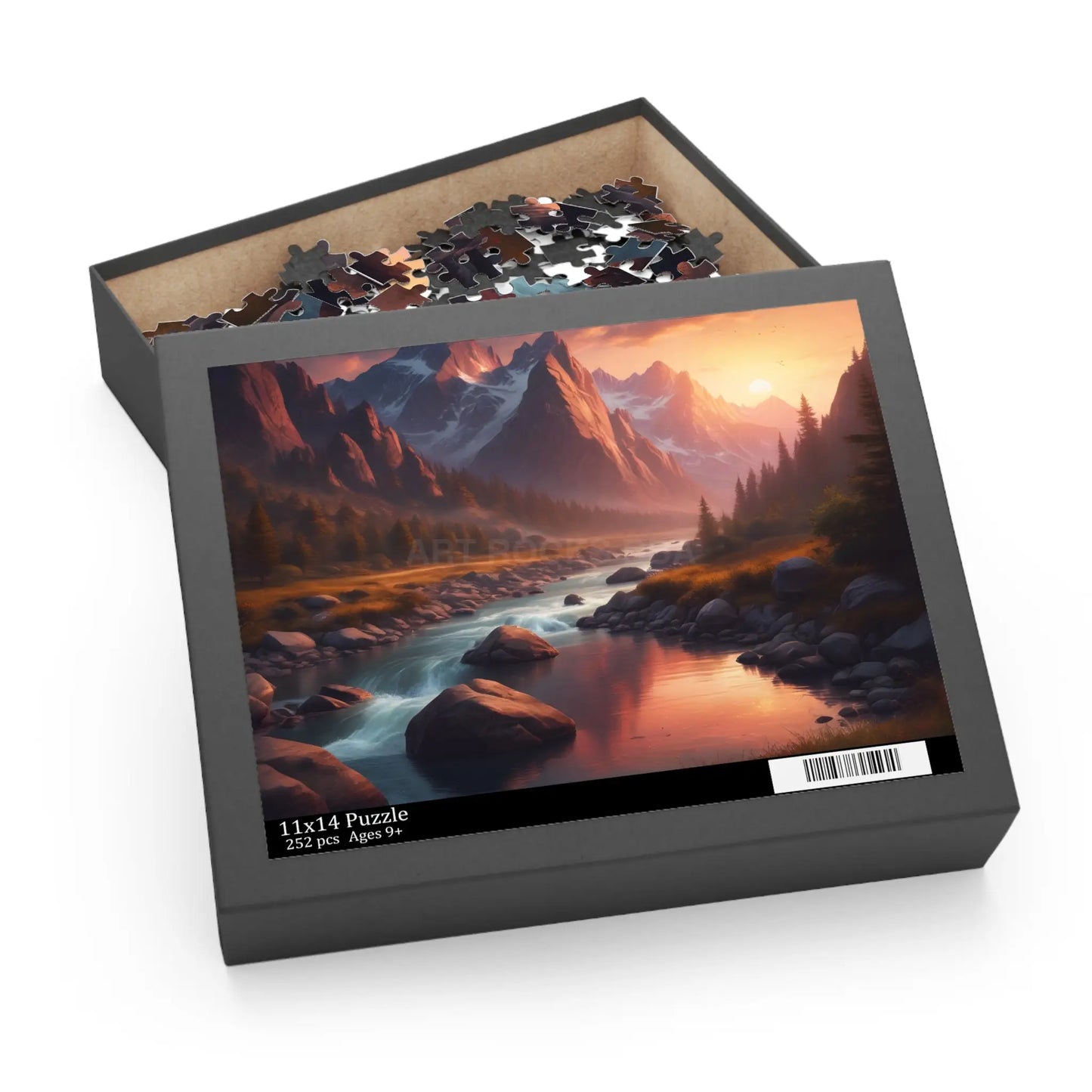 Mountain River Sunset Puzzle — Scenic Landscape Jigsaw (120/252/500 pcs) - Puzzle