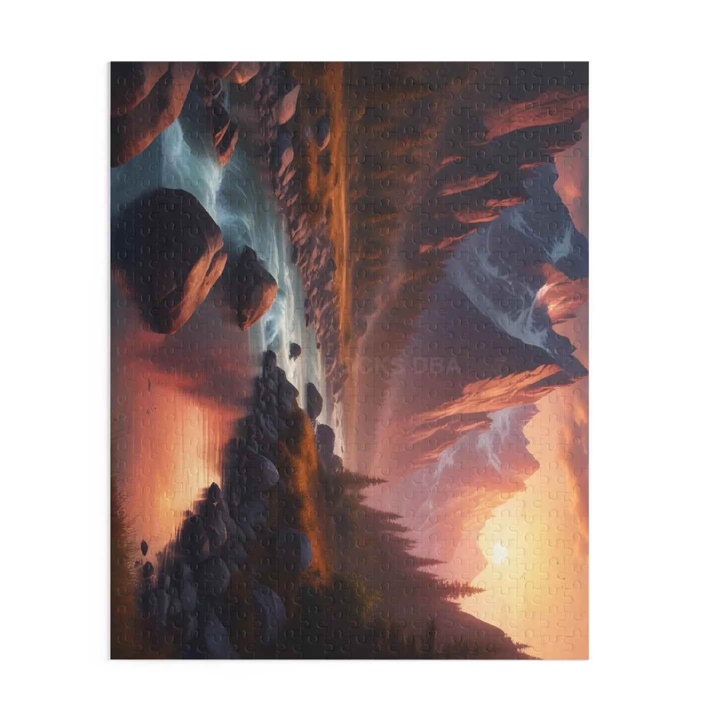 Mountain River Sunset Puzzle — Scenic Landscape Jigsaw (120/252/500 pcs) - Puzzle