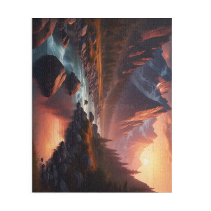 Mountain River Sunset Puzzle — Scenic Landscape Jigsaw (120/252/500 pcs) - Puzzle