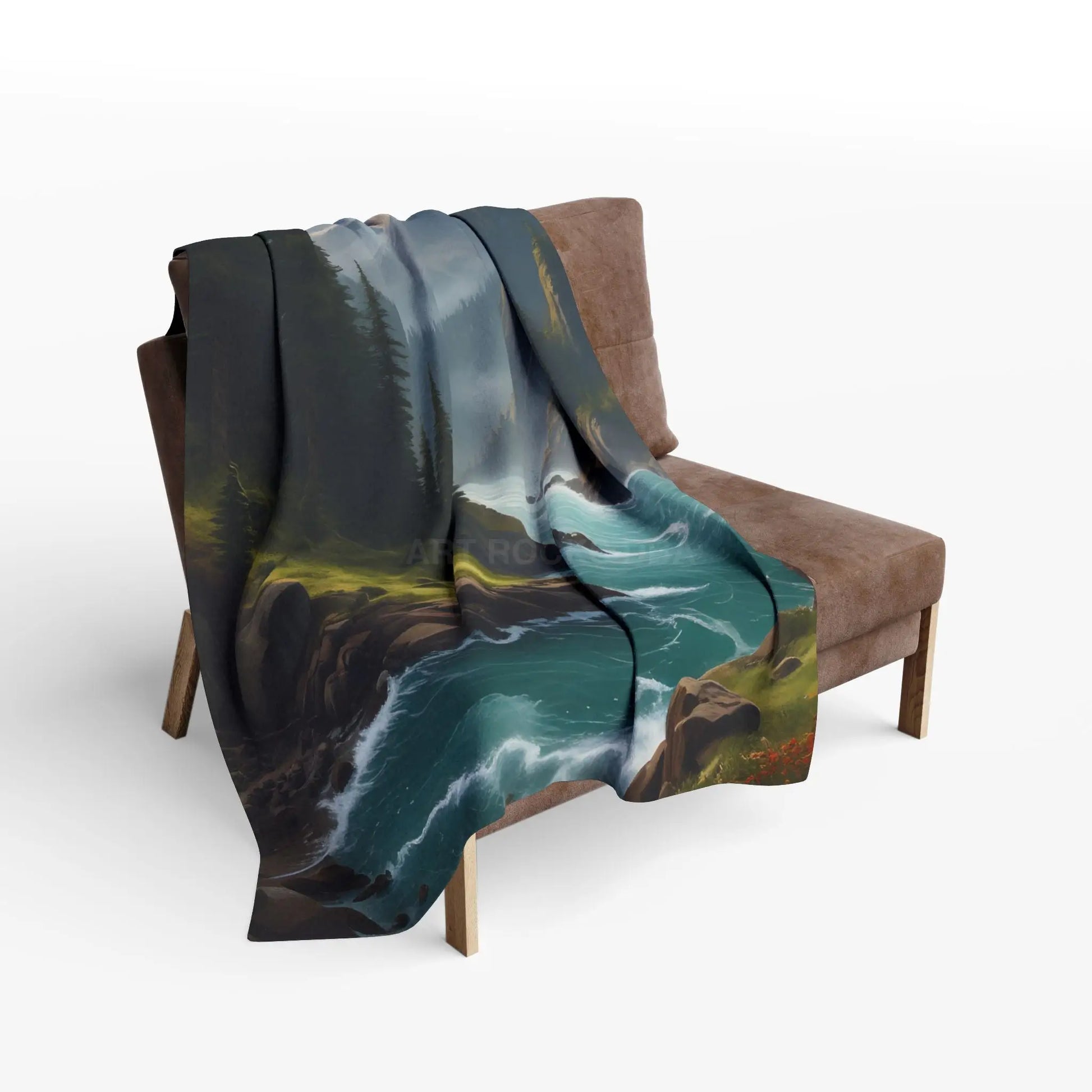 Mountain River View Arctic Fleece Blanket - Cozy Nature Décor for Outdoor Lovers - Home Decor