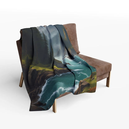 Mountain River View Arctic Fleece Blanket - Cozy Nature Décor for Outdoor Lovers - Home Decor