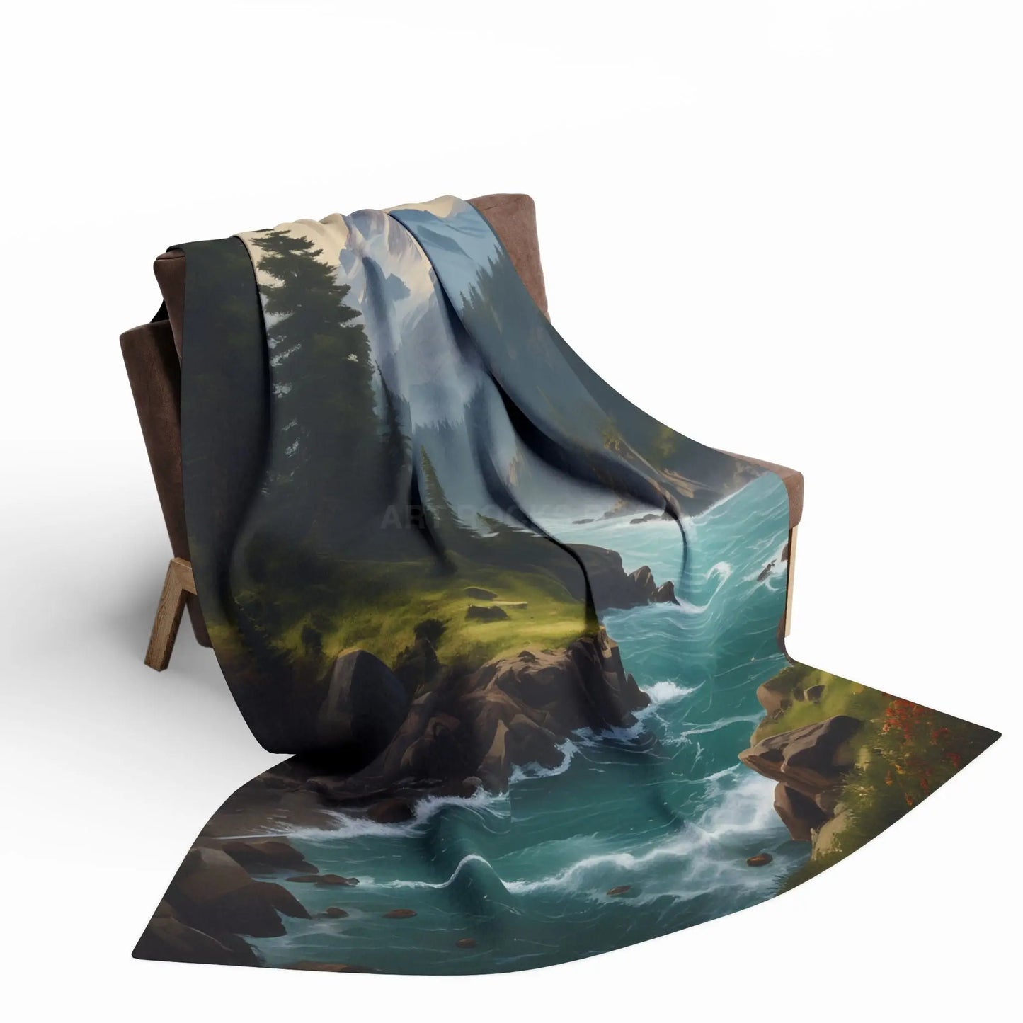 Mountain River View Arctic Fleece Blanket - Cozy Nature Décor for Outdoor Lovers - Home Decor