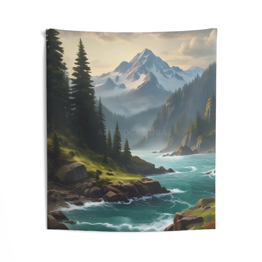 Mountain River Wall Tapestry Nature Decor Boho Home Style Perfect for Living Room Bedroom Wall Art Cozy Gift for Nature