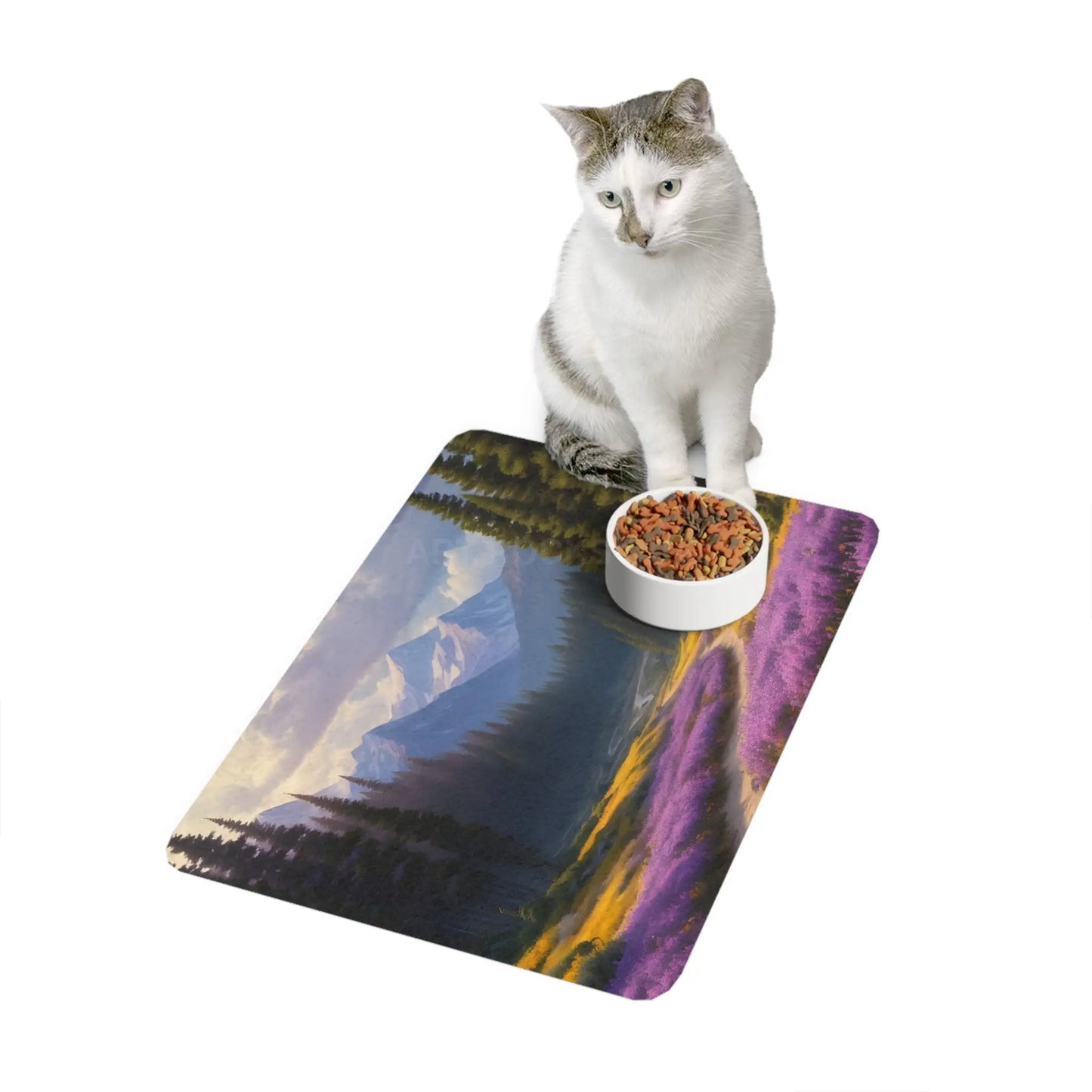 Mountain Spring Meadow Pet Food Mat (12x18) - 12’’ × 18’’ / Rectangle - Pets