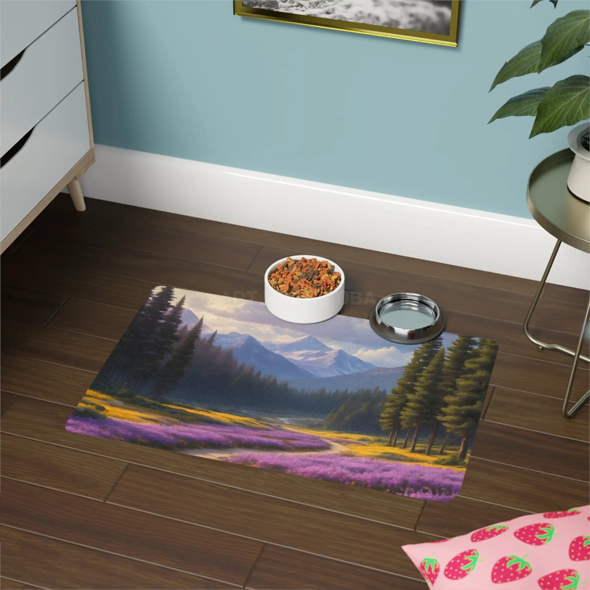 Mountain Spring Meadow Pet Food Mat (12x18) - 12’’ × 18’’ / Rectangle - Pets
