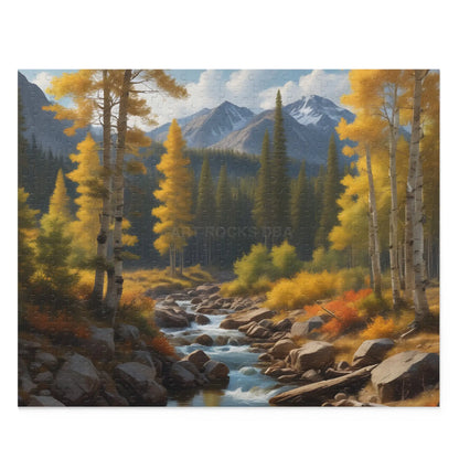 Mountain Stream Golden Aspen Jigsaw Puzzle — 120/252/500-Piece - 20’’ × 16’’ (500 pcs) - Puzzle