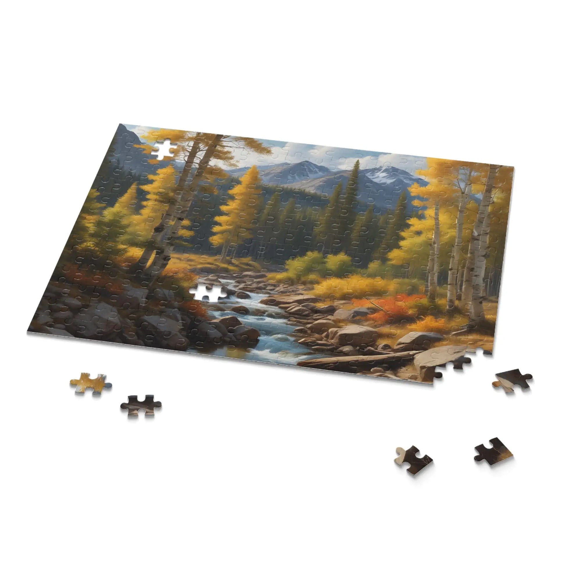 Mountain Stream Golden Aspen Jigsaw Puzzle — 120/252/500-Piece - Puzzle