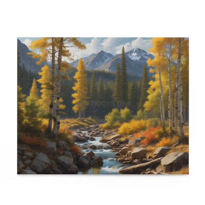 Mountain Stream Golden Aspen Jigsaw Puzzle — 120/252/500-Piece - Puzzle