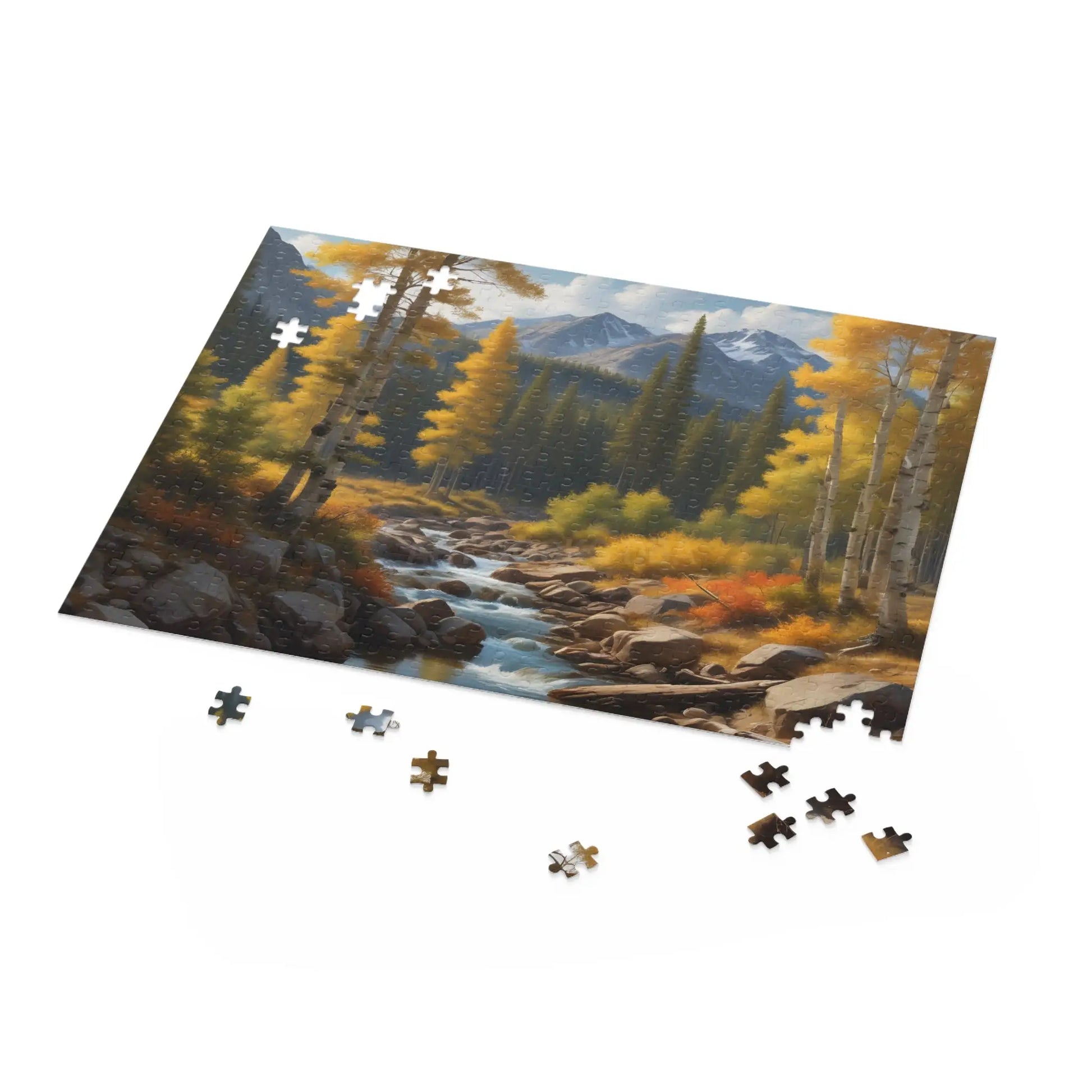 Mountain Stream Golden Aspen Jigsaw Puzzle — 120/252/500-Piece - Puzzle