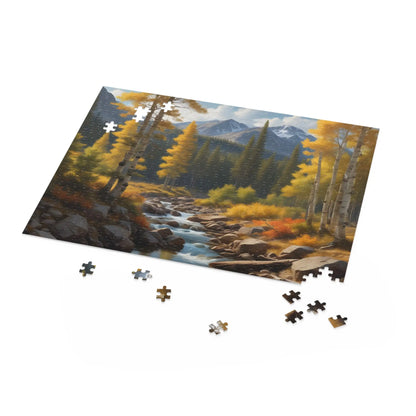 Mountain Stream Golden Aspen Jigsaw Puzzle — 120/252/500-Piece - Puzzle