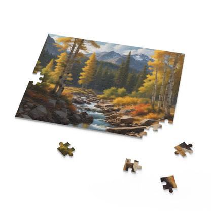 Mountain Stream Golden Aspen Jigsaw Puzzle — 120/252/500-Piece - Puzzle
