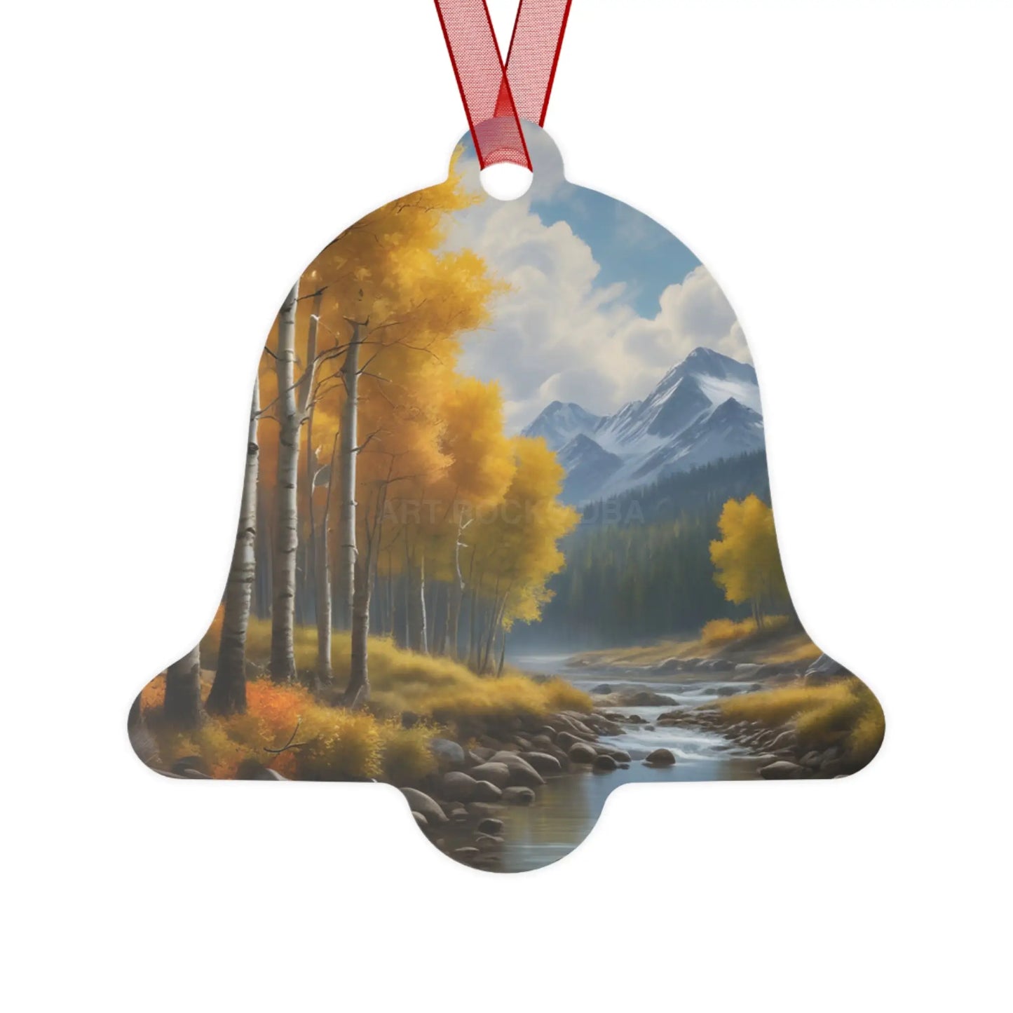 Mountain Stream Metal Ornament — Autumn Aspens Holiday Decoration - Bell / One Size - Home Decor