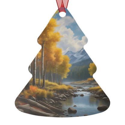 Mountain Stream Metal Ornament — Autumn Aspens Holiday Decoration - Home Decor