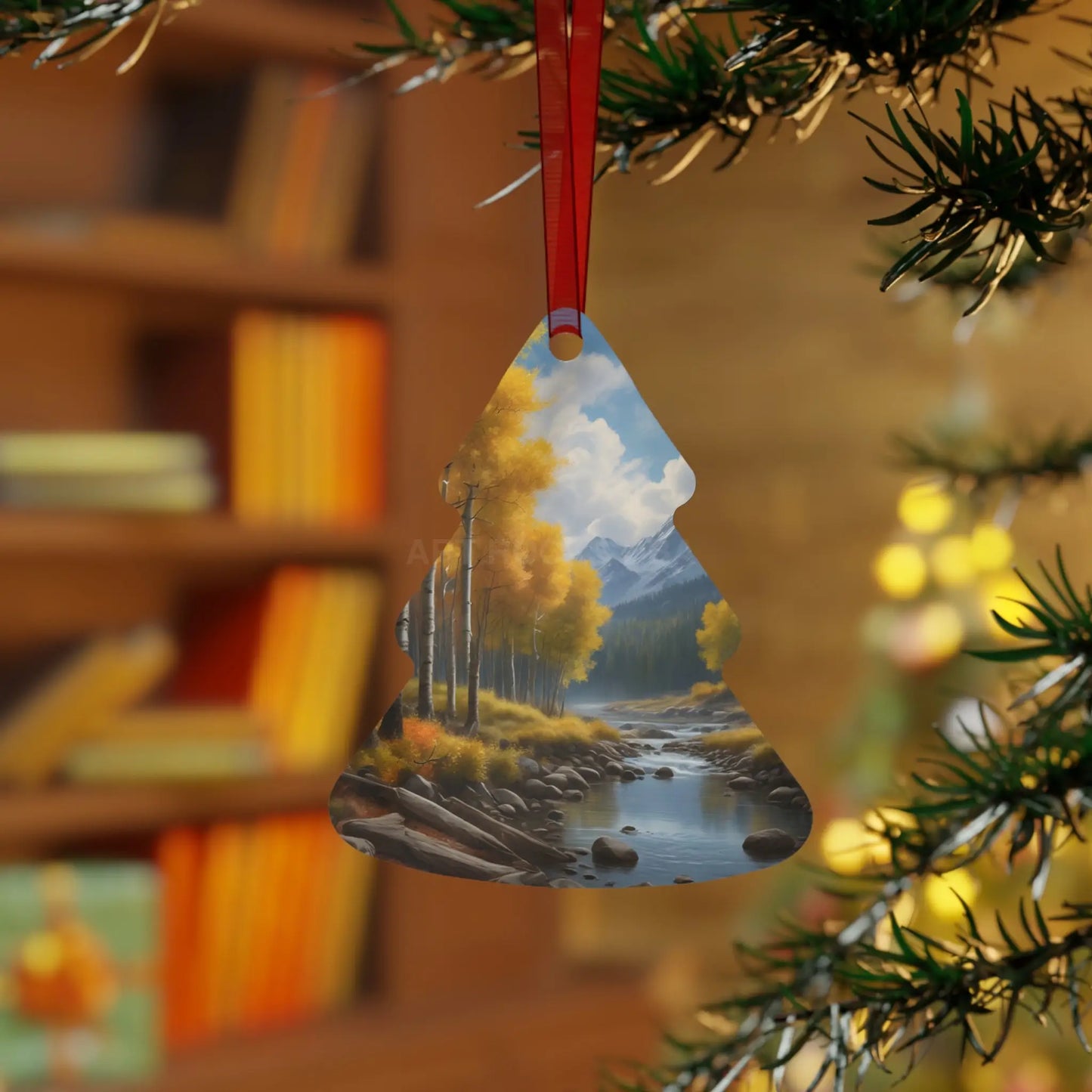 Mountain Stream Metal Ornament — Autumn Aspens Holiday Decoration - Tree / One Size - Home Decor