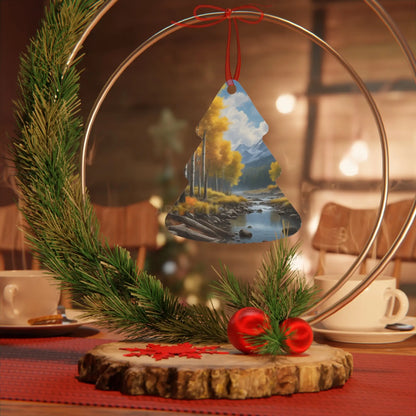 Mountain Stream Metal Ornament — Autumn Aspens Holiday Decoration - Home Decor