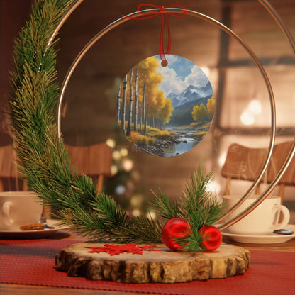 Mountain Stream Metal Ornament — Autumn Aspens Holiday Decoration - Home Decor